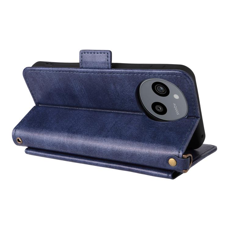 For Sharp Aquos Sense9 Multi-card Slots Crossbody Cowhide Leather Phone Case