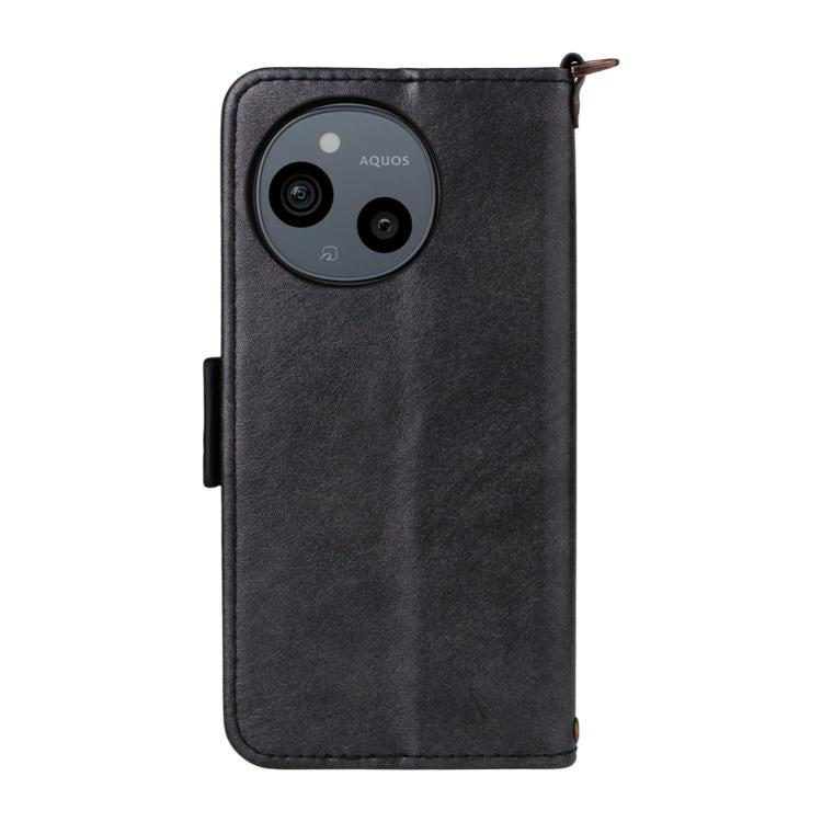 For Sharp Aquos Sense9 Multi-card Slots Crossbody Cowhide Leather Phone Case