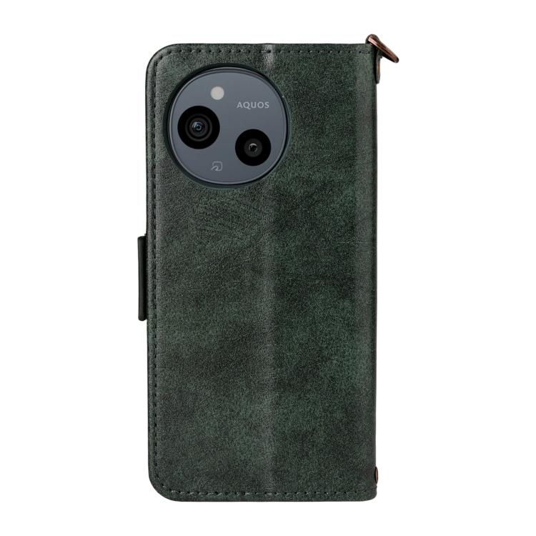 For Sharp Aquos Sense9 Multi-card Slots Crossbody Cowhide Leather Phone Case