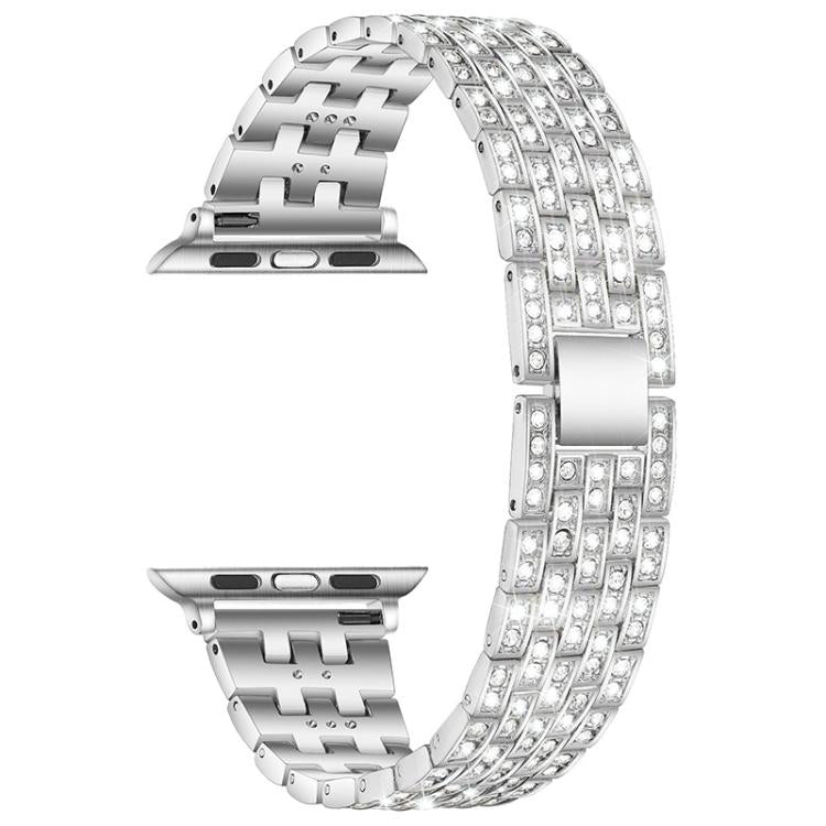For Apple Watch 42 / 44 / 45 / 46 / 49mm xDfind Five Beads Full Diamond Metal Watch Band