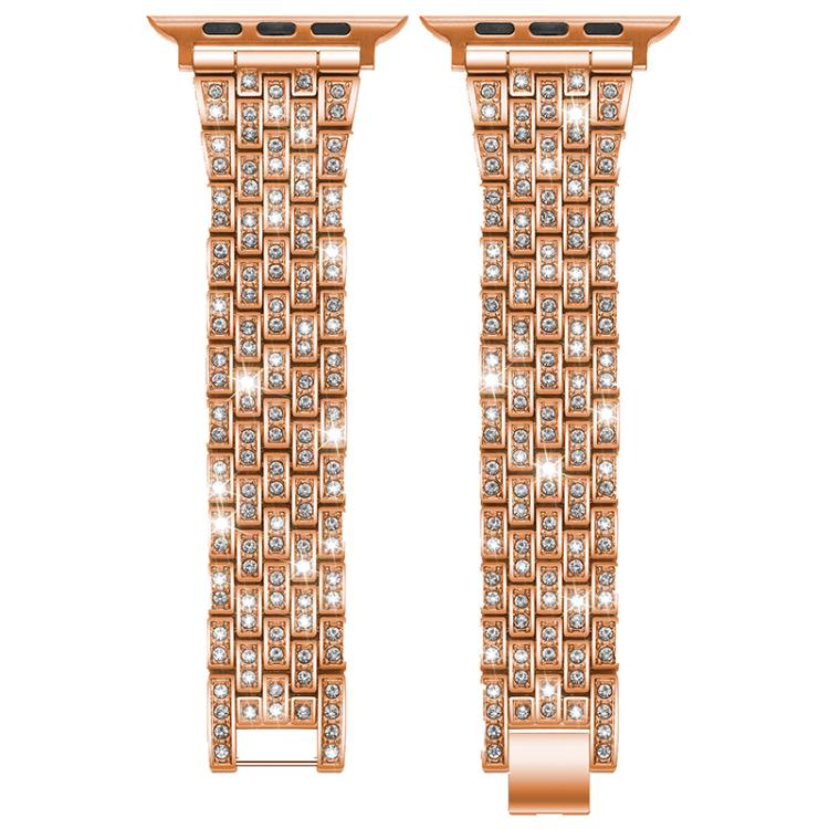 For Apple Watch 42 / 44 / 45 / 46 / 49mm xDfind Five Beads Full Diamond Metal Watch Band