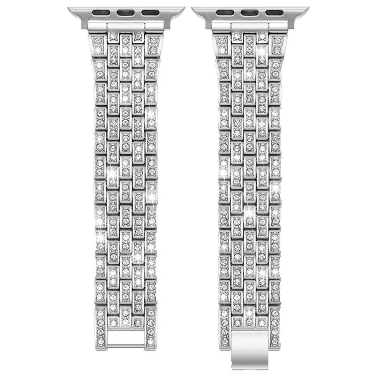 For Apple Watch 38 / 40 / 41 / S10 42mm xDfind Five Beads Full Diamond Metal Watch Band