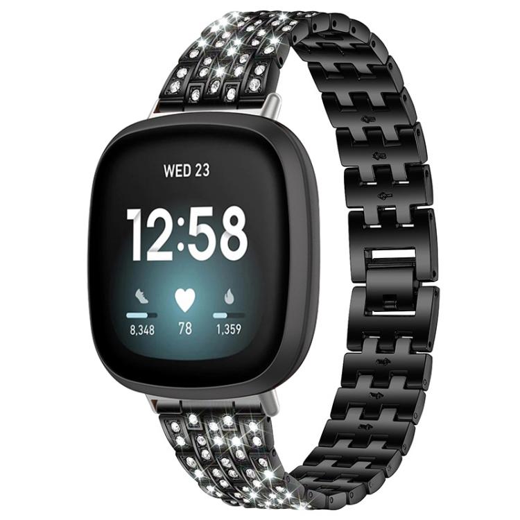 For Fitbit Versa 4 / 3 / Sense 2 / Sense xDfind Five Beads Full Diamond Metal Watch Band