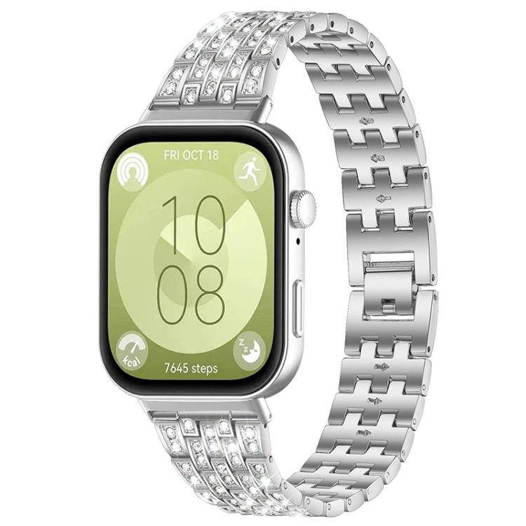 For Huawei Watch Fit4 / Fit4 Pro / Fit3 xDfind Five Beads Full Diamond Metal Watch Band