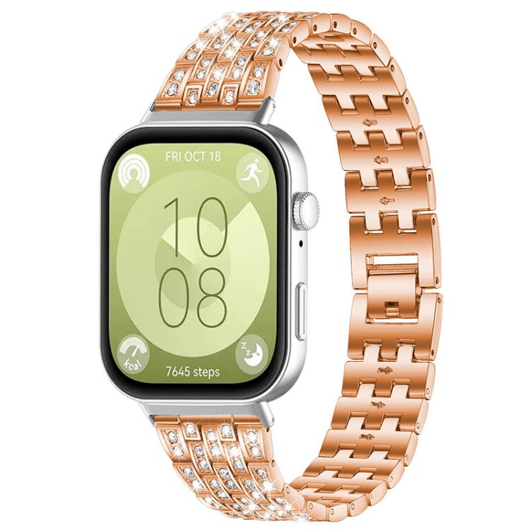 For Huawei Watch Fit4 / Fit4 Pro / Fit3 xDfind Five Beads Full Diamond Metal Watch Band