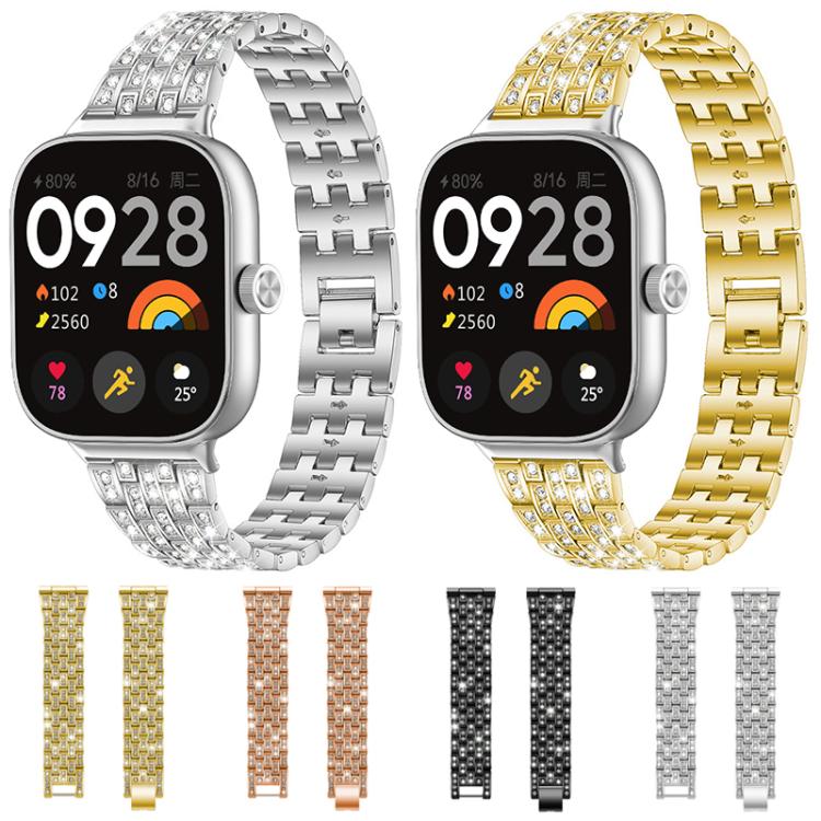 For Xiaomi Band 9 Pro/8 Pro/Redmi Watch6/5/4 xDfind Five Beads Full Diamond Metal Watch Band