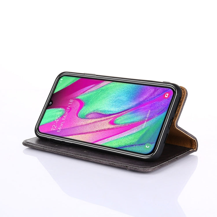 For Samsung Galaxy A41 Non-Magnetic Retro Texture Horizontal Flip Leather Case with Holder & Card Slots & Wallet