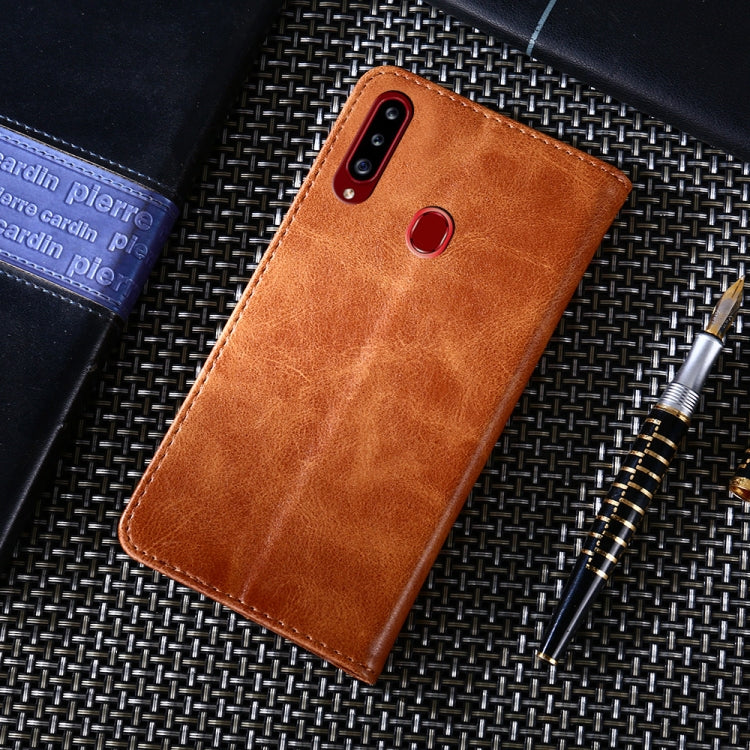 For Samsung Galaxy A20s Non-Magnetic Retro Texture Horizontal Flip Leather Case with Holder & Card Slots & Wallet
