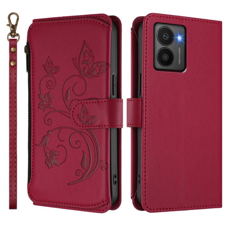 For HMD Fuison Butterfly Love Flower Multi-card Zipper Wallet Leather Phone Case
