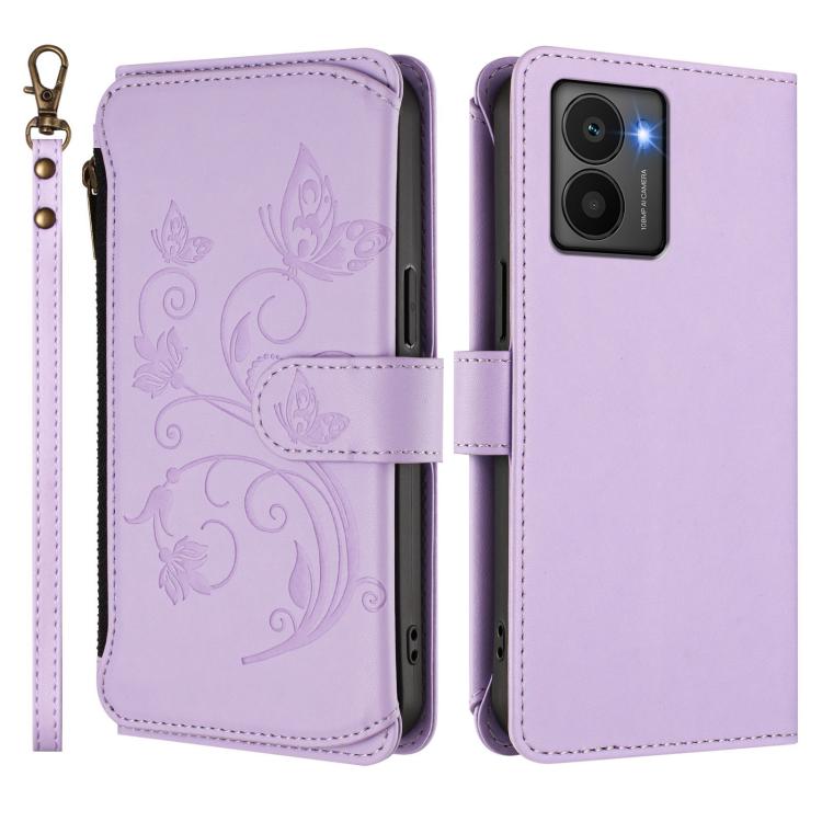 For HMD Fuison Butterfly Love Flower Multi-card Zipper Wallet Leather Phone Case