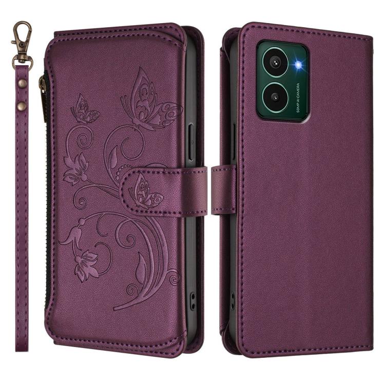 For HMD Pulse Pro / Pulse+ Butterfly Love Flower Multi-card Zipper Wallet Leather Phone Case