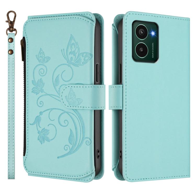 For HMD Pulse Pro / Pulse+ Butterfly Love Flower Multi-card Zipper Wallet Leather Phone Case