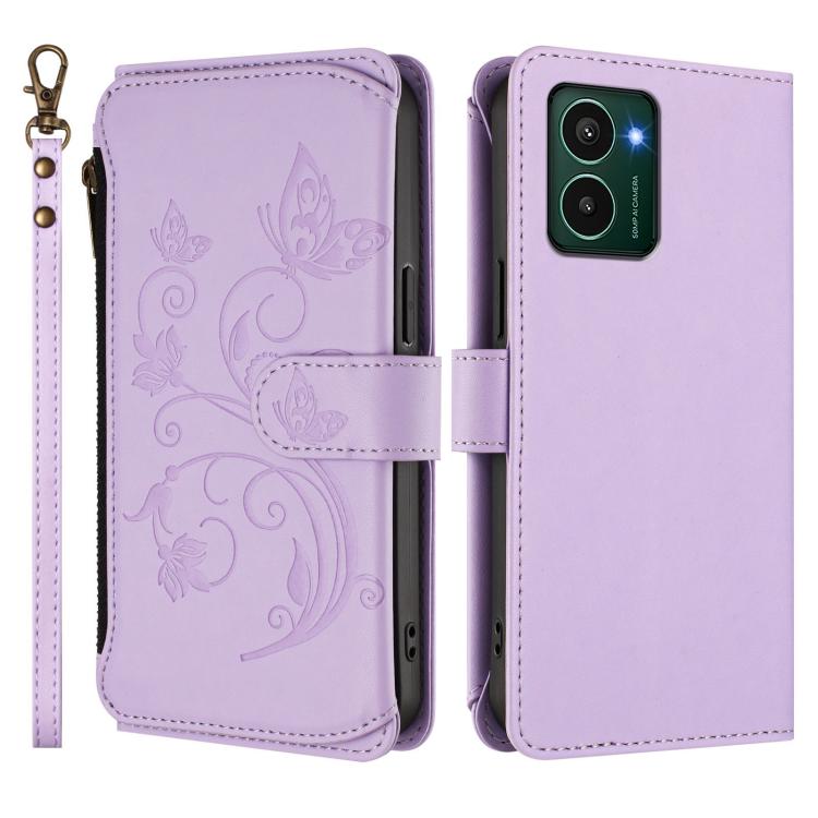 For HMD Pulse Pro / Pulse+ Butterfly Love Flower Multi-card Zipper Wallet Leather Phone Case
