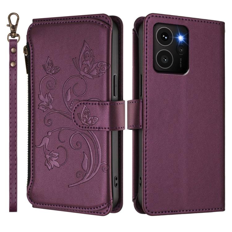 For HMD Skyline Butterfly Love Flower Multi-card Zipper Wallet Leather Phone Case