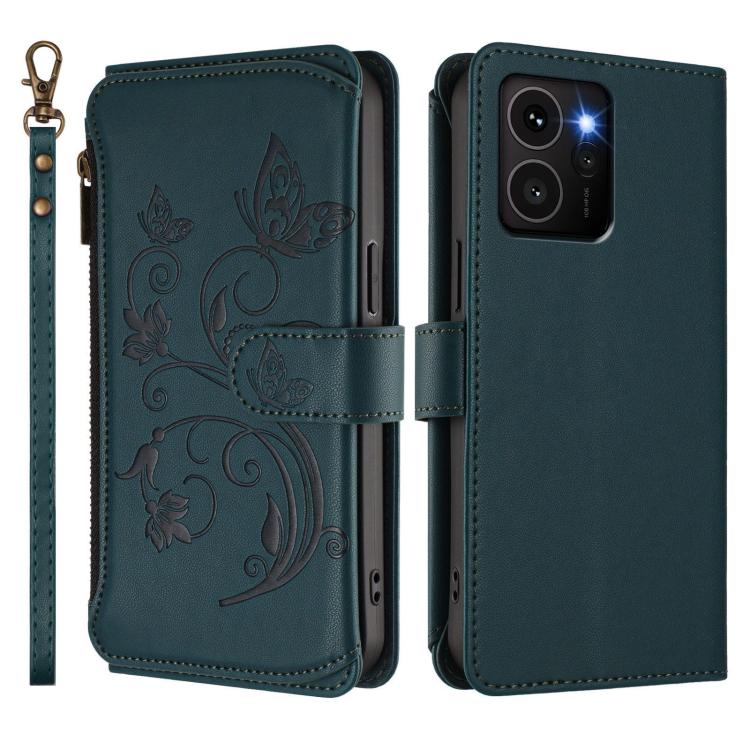 For HMD Skyline Butterfly Love Flower Multi-card Zipper Wallet Leather Phone Case