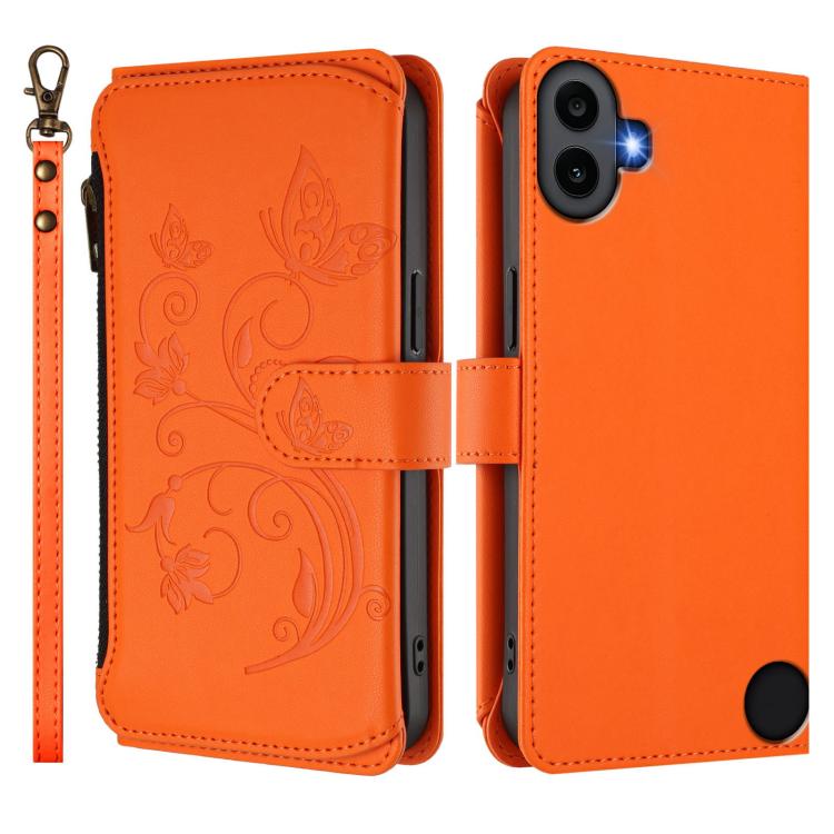 For Nothing CMF Phone 1 Butterfly Love Flower Multi-card Zipper Wallet Leather Phone Case