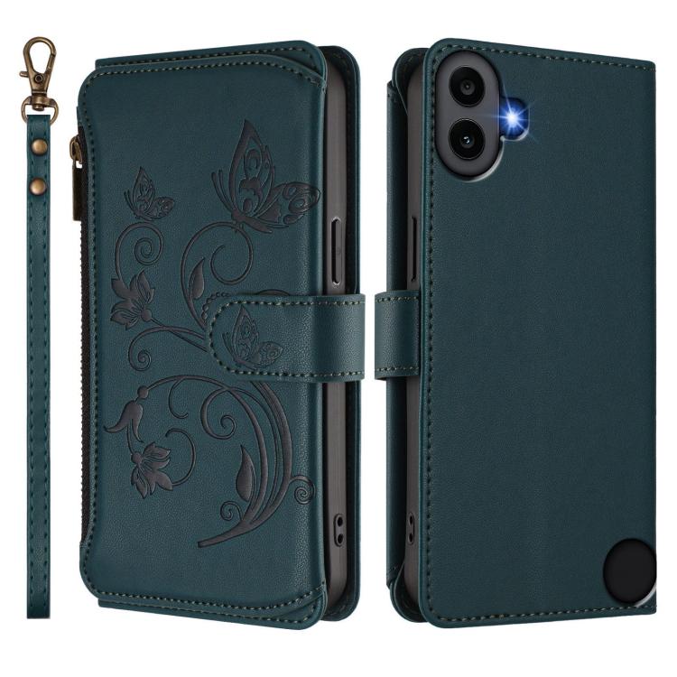 For Nothing CMF Phone 1 Butterfly Love Flower Multi-card Zipper Wallet Leather Phone Case