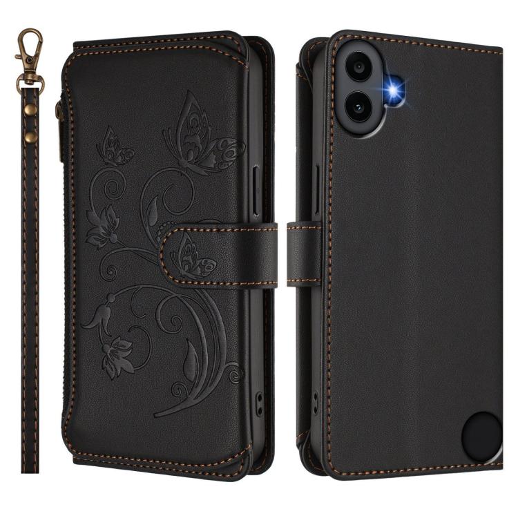 For Nothing CMF Phone 1 Butterfly Love Flower Multi-card Zipper Wallet Leather Phone Case