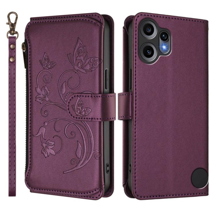 For Nothing CMF Phone 2 Pro Butterfly Love Flower Multi-card Zipper Wallet Leather Phone Case