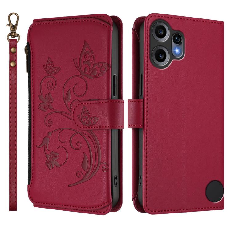 For Nothing CMF Phone 2 Pro Butterfly Love Flower Multi-card Zipper Wallet Leather Phone Case