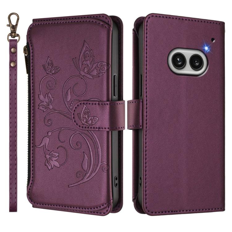 For Nothing Phone 2a Butterfly Love Flower Multi-card Zipper Wallet Leather Phone Case