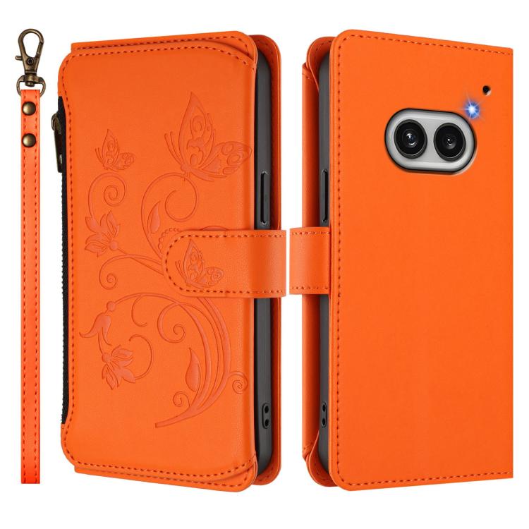 For Nothing Phone 2a Butterfly Love Flower Multi-card Zipper Wallet Leather Phone Case