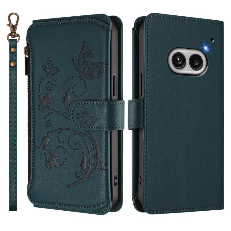 For Nothing Phone 2a Butterfly Love Flower Multi-card Zipper Wallet Leather Phone Case