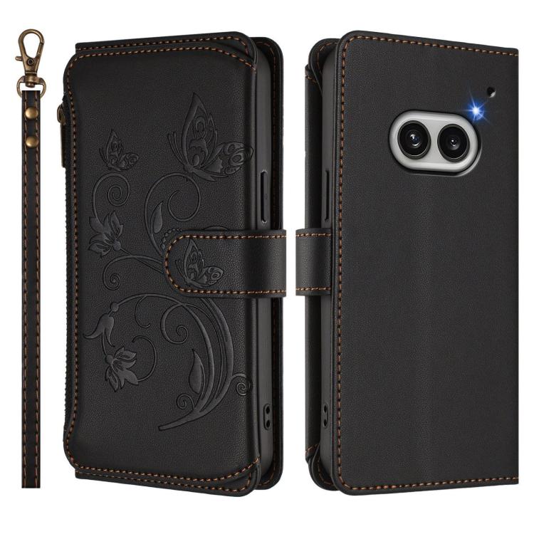 For Nothing Phone 2a Butterfly Love Flower Multi-card Zipper Wallet Leather Phone Case