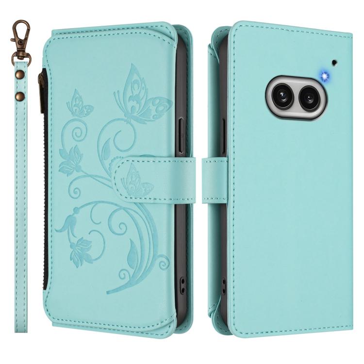 For Nothing Phone 2a Butterfly Love Flower Multi-card Zipper Wallet Leather Phone Case
