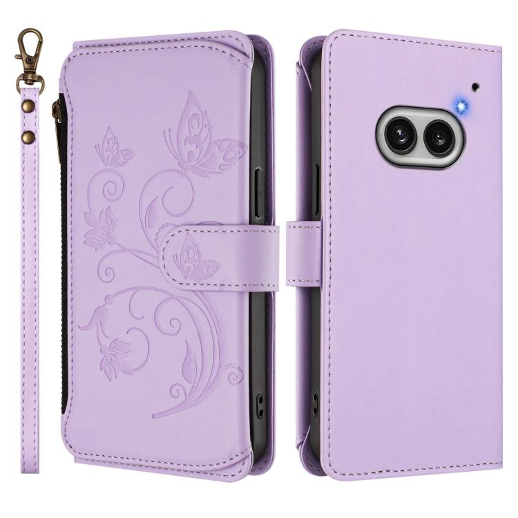 For Nothing Phone 2a Butterfly Love Flower Multi-card Zipper Wallet Leather Phone Case