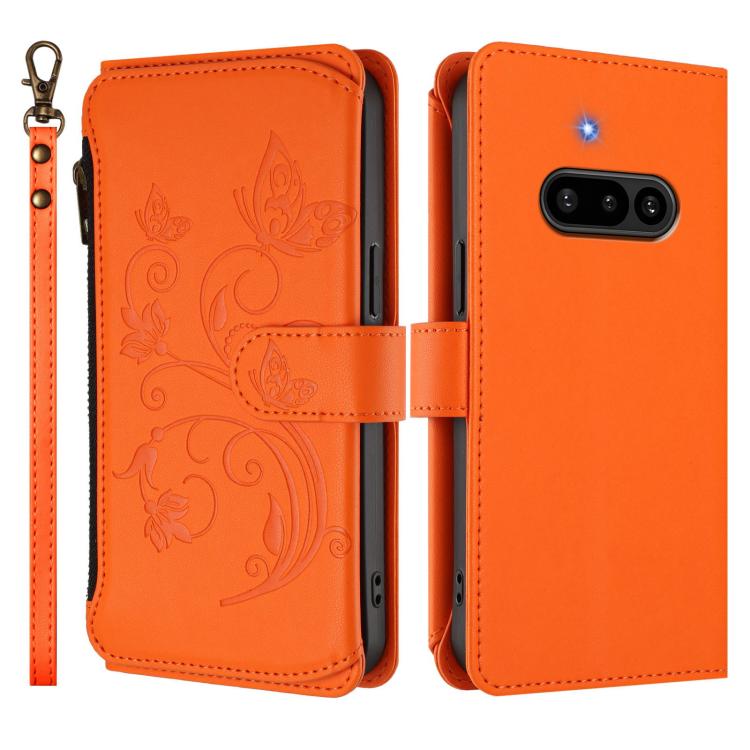 For Nothing Phone 3a Butterfly Love Flower Multi-card Zipper Wallet Leather Phone Case