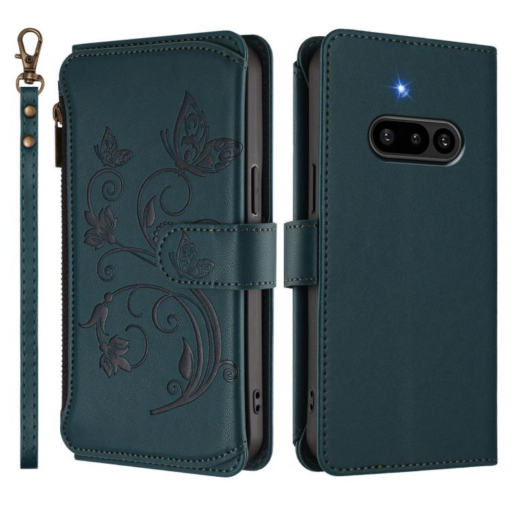 For Nothing Phone 3a Butterfly Love Flower Multi-card Zipper Wallet Leather Phone Case