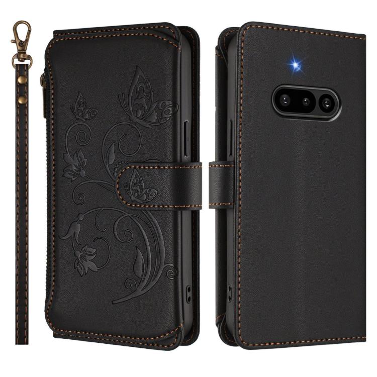 For Nothing Phone 3a Butterfly Love Flower Multi-card Zipper Wallet Leather Phone Case