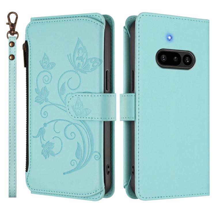 For Nothing Phone 3a Butterfly Love Flower Multi-card Zipper Wallet Leather Phone Case