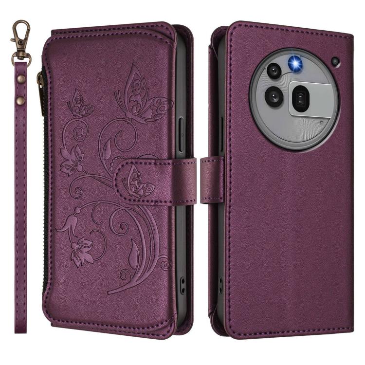 For Nothing Phone 3a Pro Butterfly Love Flower Multi-card Zipper Wallet Leather Phone Case