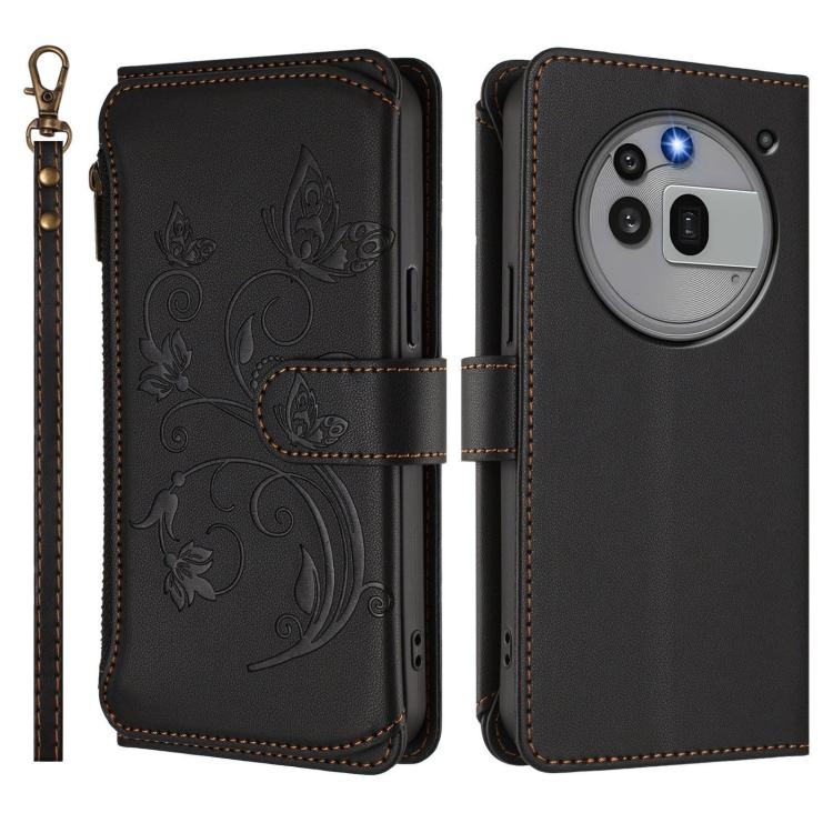 For Nothing Phone 3a Pro Butterfly Love Flower Multi-card Zipper Wallet Leather Phone Case
