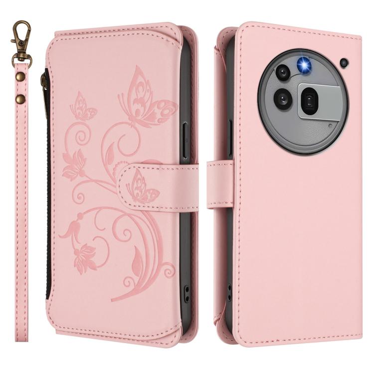 For Nothing Phone 3a Pro Butterfly Love Flower Multi-card Zipper Wallet Leather Phone Case