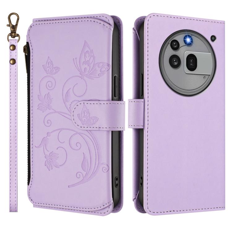 For Nothing Phone 3a Pro Butterfly Love Flower Multi-card Zipper Wallet Leather Phone Case