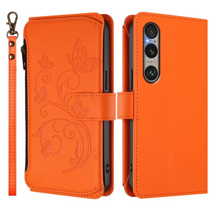 For Sony Xperia 1 VI 2024 Butterfly Love Flower Multi-card Zipper Wallet Leather Phone Case
