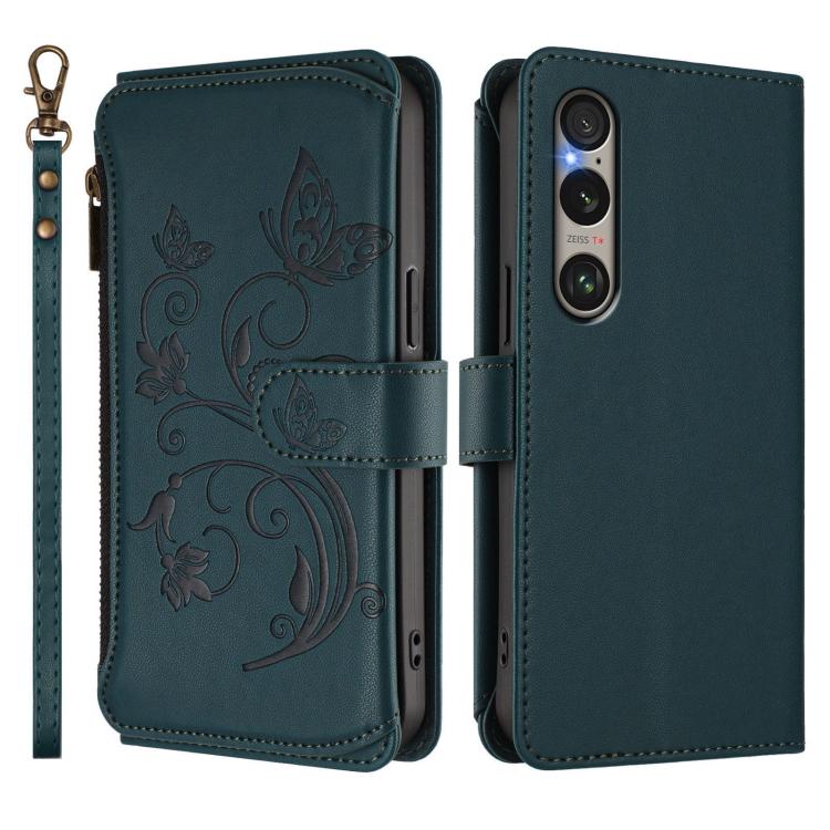 For Sony Xperia 1 VI 2024 Butterfly Love Flower Multi-card Zipper Wallet Leather Phone Case