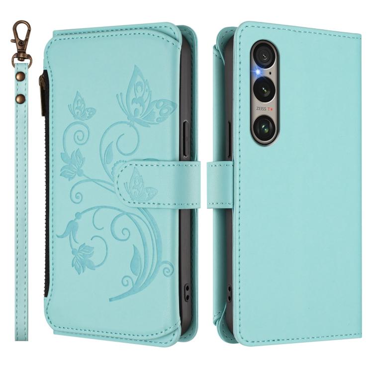For Sony Xperia 1 VI 2024 Butterfly Love Flower Multi-card Zipper Wallet Leather Phone Case