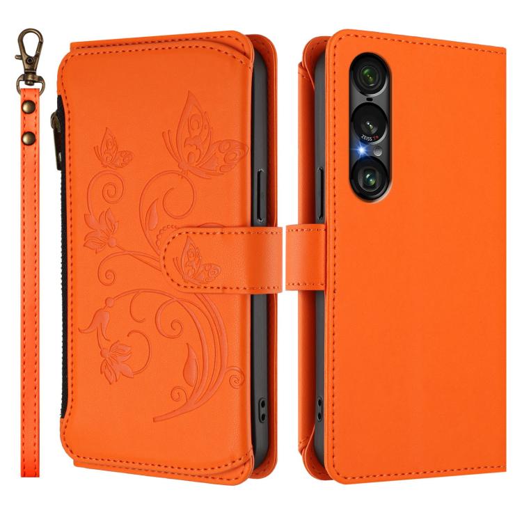 For Sony Xperia 1 VII Butterfly Love Flower Multi-card Zipper Wallet Leather Phone Case
