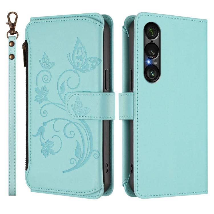 For Sony Xperia 1 VII Butterfly Love Flower Multi-card Zipper Wallet Leather Phone Case