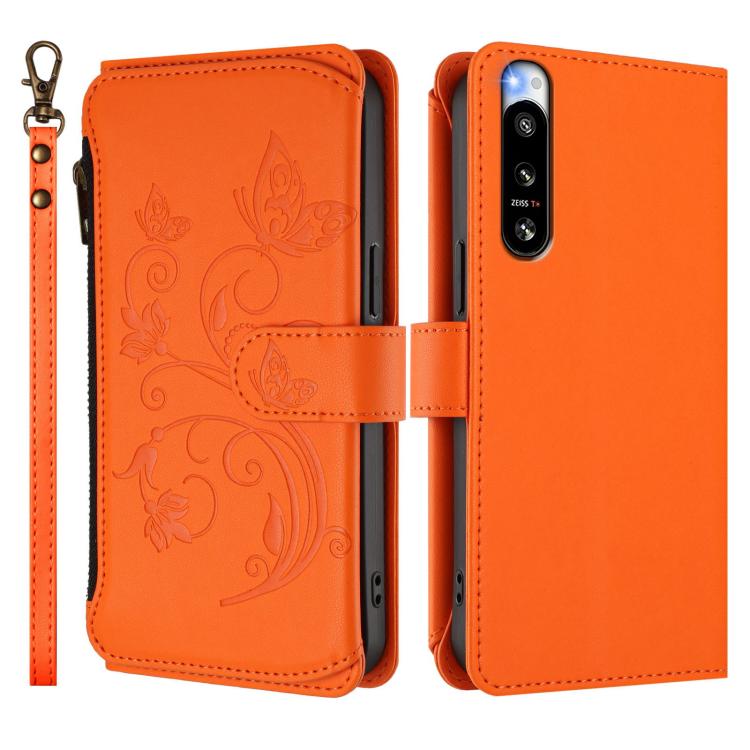For Sony Xperia 5 IV Butterfly Love Flower Multi-card Zipper Wallet Leather Phone Case