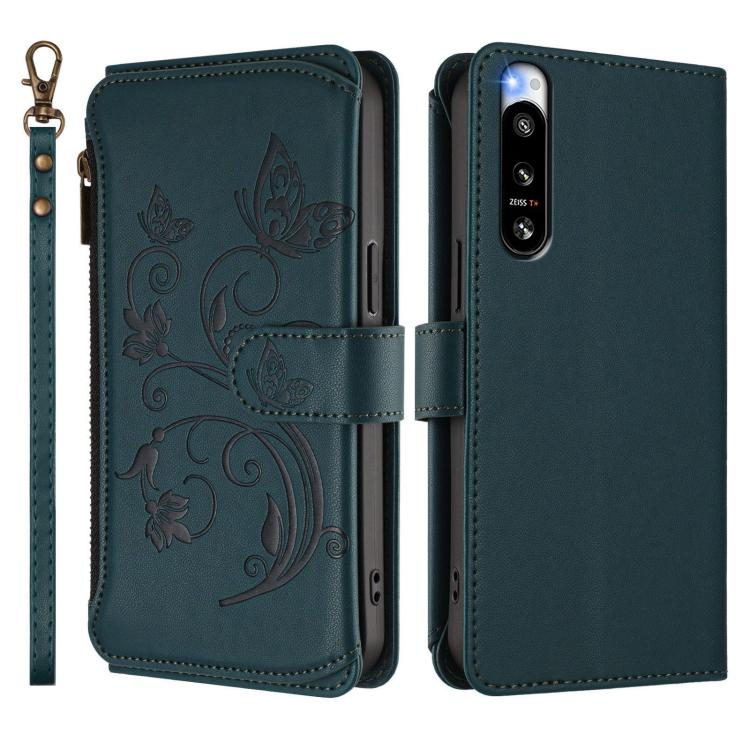 For Sony Xperia 5 IV Butterfly Love Flower Multi-card Zipper Wallet Leather Phone Case