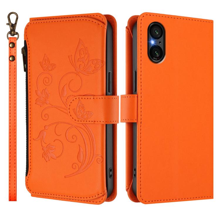 For Sony Xperia 5 V Butterfly Love Flower Multi-card Zipper Wallet Leather Phone Case