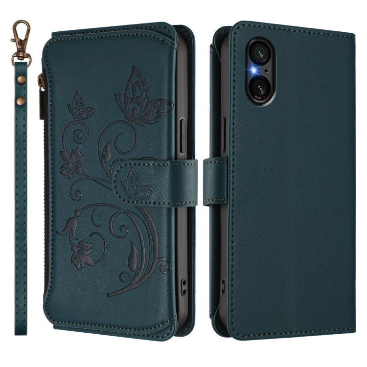 For Sony Xperia 5 V Butterfly Love Flower Multi-card Zipper Wallet Leather Phone Case