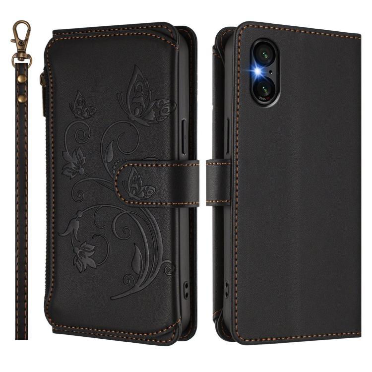 For Sony Xperia 5 VI Butterfly Love Flower Multi-card Zipper Wallet Leather Phone Case