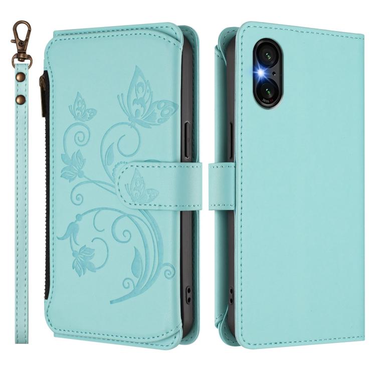 For Sony Xperia 5 VI Butterfly Love Flower Multi-card Zipper Wallet Leather Phone Case