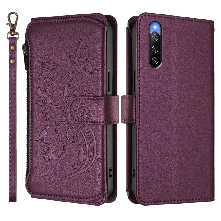 For Sony Xperia 10 IV Butterfly Love Flower Multi-card Zipper Wallet Leather Phone Case